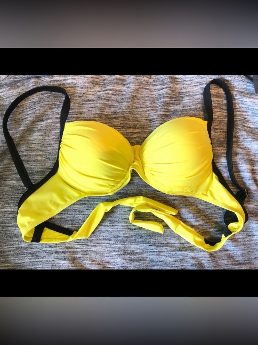 Yellow Bikini Top with Black Trim - Women Swim Bikini
Runs small